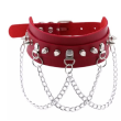 STUDDED COLLAR WITH CHAINS - RED STUDDED COLLAR WITH CHAINS - RED